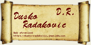 Duško Radaković vizit kartica